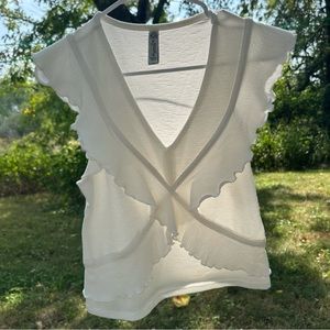 American rag company white cross cross sleeveless blouse